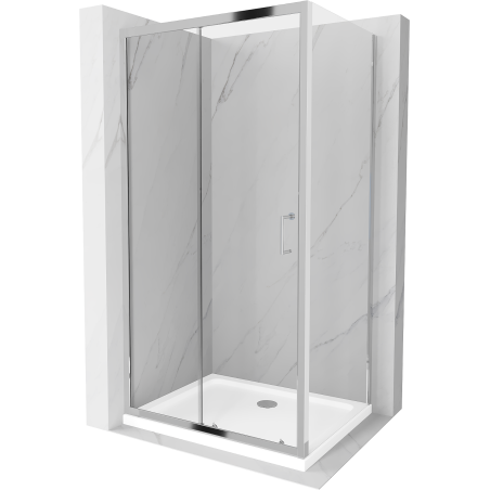 Mexen Apia Schiebedusche 100 x 90 cm, transparent, Chrom + Flat Duschwanne - 840-100-090-01-00-4010