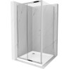 Mexen Apia Schiebeduschkabine 100 x 100 cm, transparent, chrom + Duschwanne Flat - 840-100-100-01-00-4010