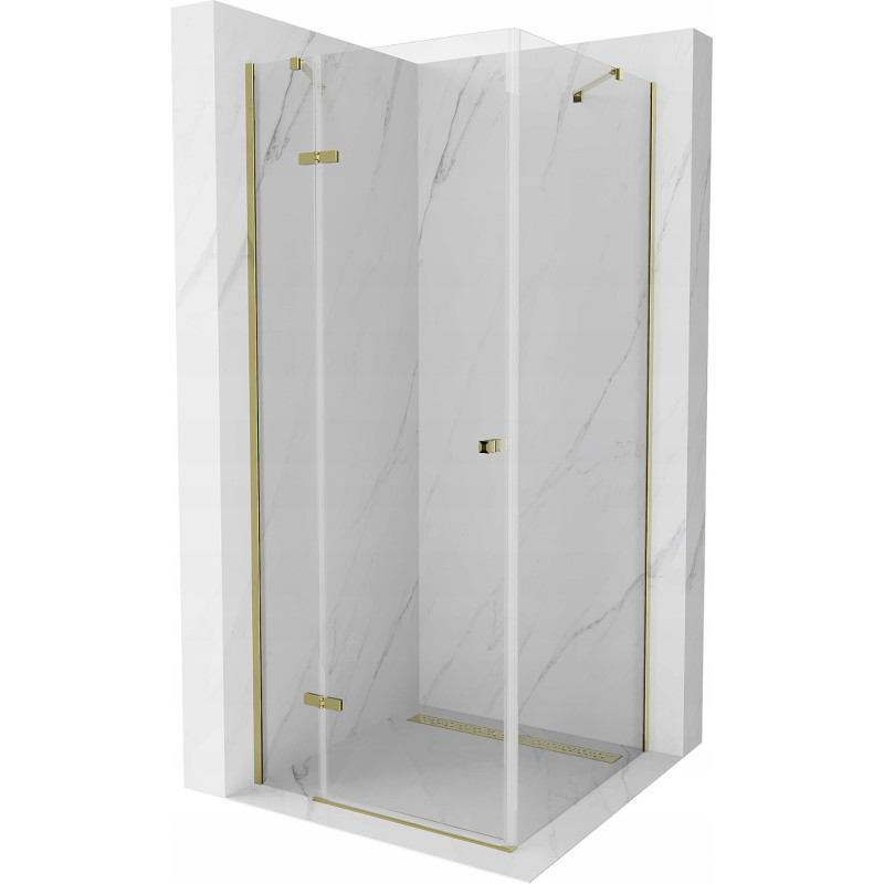 Mexen Roma Schwenkbare Duschkabine 70 x 70 cm, transparent, gold - 854-070-070-50-00