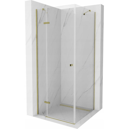 Mexen Roma Schwenkbare Duschkabine 70 x 70 cm, transparent, gold - 854-070-070-50-00