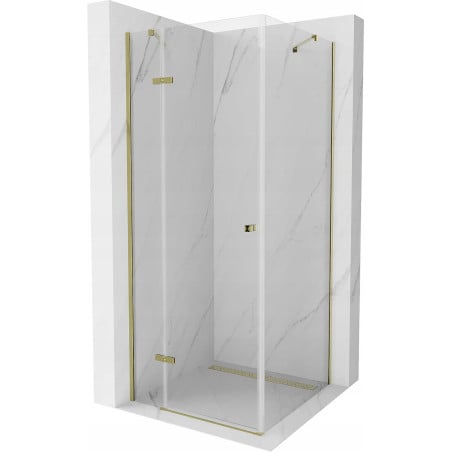 Mexen Roma Duschkabine schwenkbar 80 x 80 cm, transparent, gold - 854-080-080-50-00