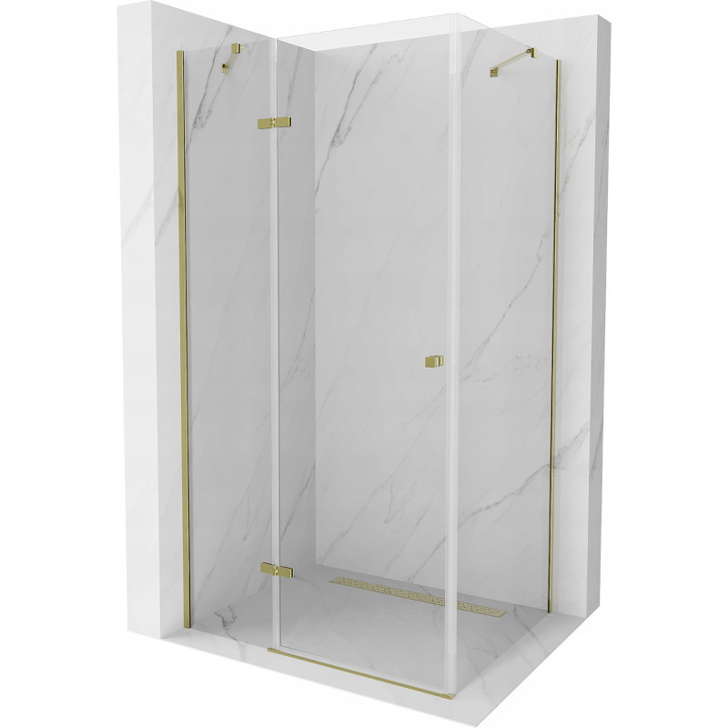 Mexen Roma Schwenkbare Duschkabine 80 x 90 cm, transparent, gold - 854-080-090-50-00