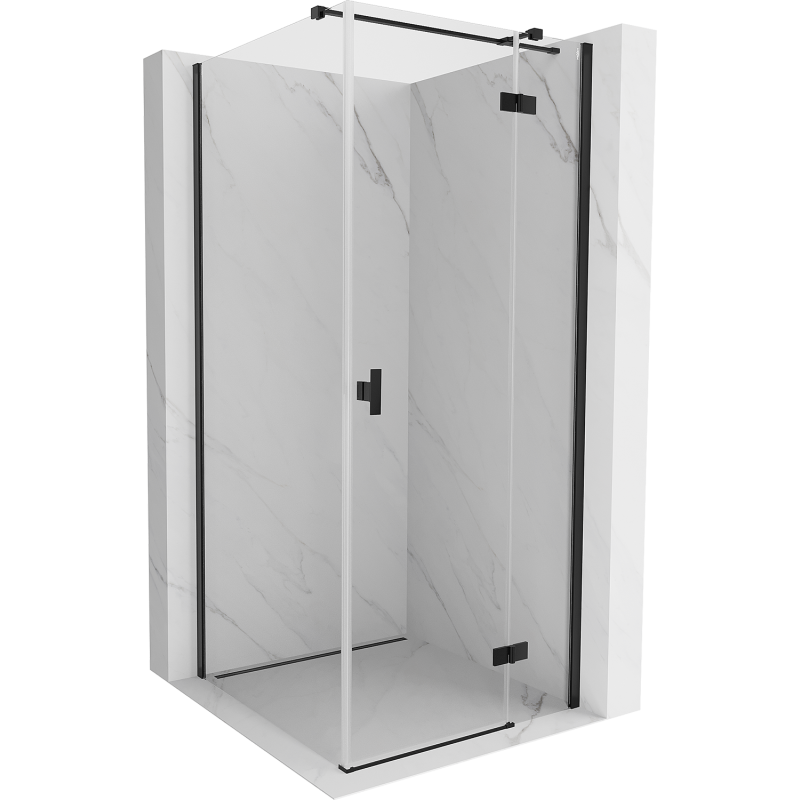 Mexen Mist-H T Duschkabine, schwenkbar, rechts, 120 x 120 cm, transparent, schwarz - 8A5T-120-120-70-00-P