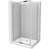 Mexen Apia Schiebedusche 110 x 100 cm, transparent, Chrom + Flat Duschwanne - 840-110-100-01-00-4010