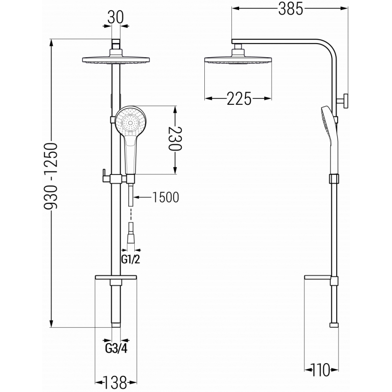 Mexen Q05 Duschsäule, Chrom/Weiß - 798050595-00