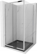Mexen Apia Schiebedusche 90 x 90 cm, transparent, Chrom + Duschwanne Flat, schwarz - 840-090-090-01-00-4070