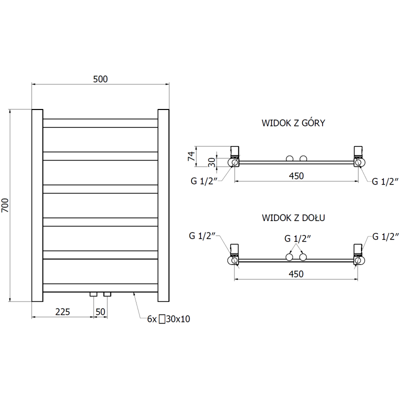 Mexen Bolt Badezimmer-Heizkörper 700 x 500 mm, 188 W, schwarz - W126-0700-500-00-70