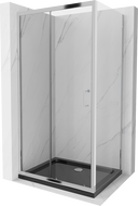 Mexen Apia Schiebedusche 110 x 70 cm, transparent, Chrom + Duschwanne Flat, schwarz - 840-110-070-01-00-4070