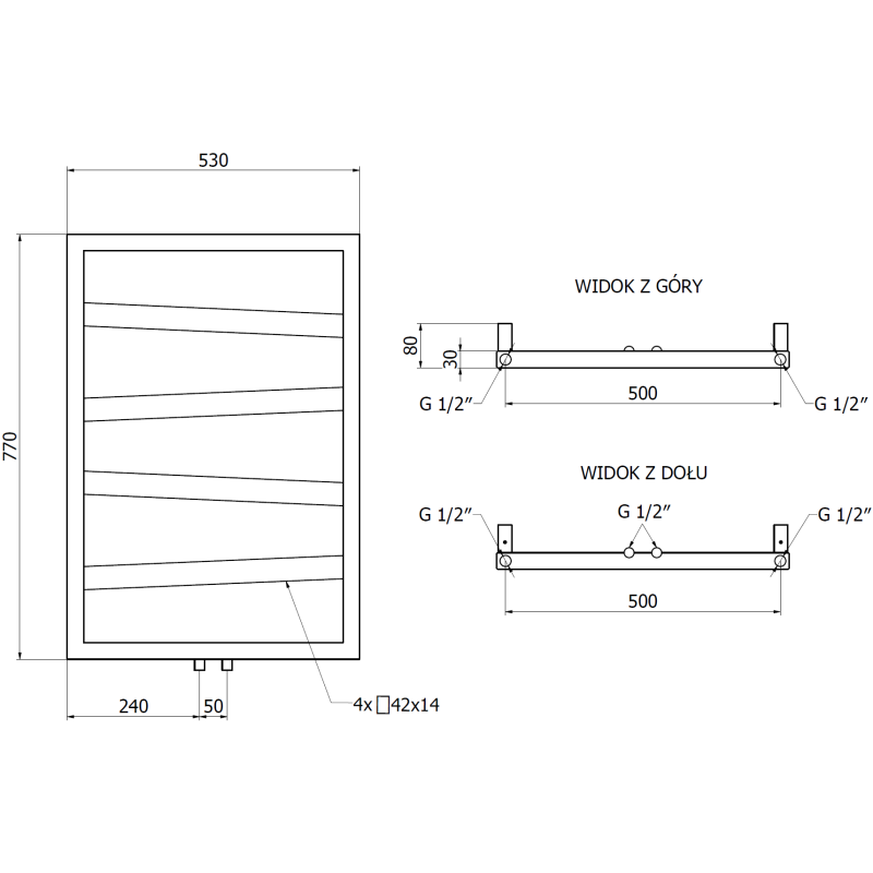 Mexen Zoom dekorativer Badezimmer-Heizkörper 770 x 530 mm, 275 W, weiß - W130-0770-530-00-20