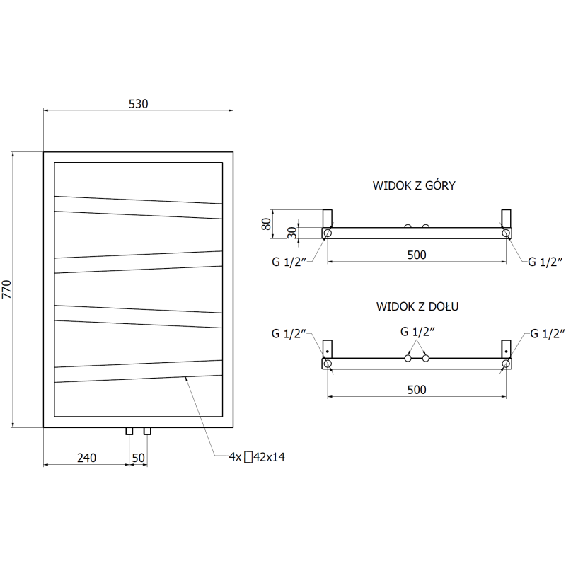 Mexen Zoom dekorativer Badezimmerheizkörper 770 x 530 mm, 275 W, Anthrazit - W130-0770-530-00-66