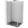 Mexen Apia Schiebeduschkabine 120 x 80 cm, transparent, Chrom + Duschwanne Flat, Schwarz - 840-120-080-01-00-4070