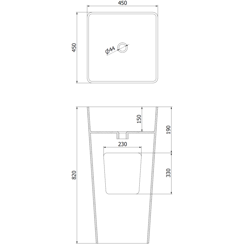 Mexen Adora freistehendes Waschbecken aus Konglomerat 45 x 45 cm, weiß matt - 26564500