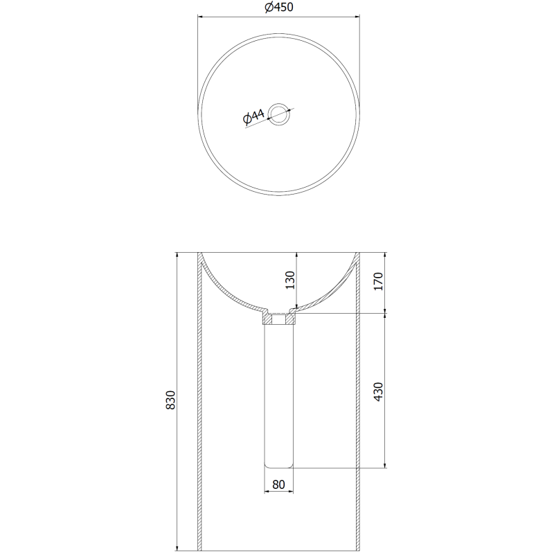 Mexen Ajax-01 freistehendes Waschbecken aus Konglomerat 45 x 45 cm, weiß matt - 26504500