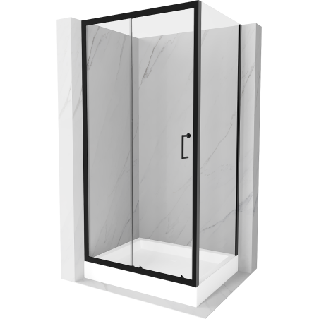 Mexen Apia Schiebeduschkabine 100 x 80 cm, transparent, schwarz + Duschwanne Rio - 840-100-080-70-00-4510