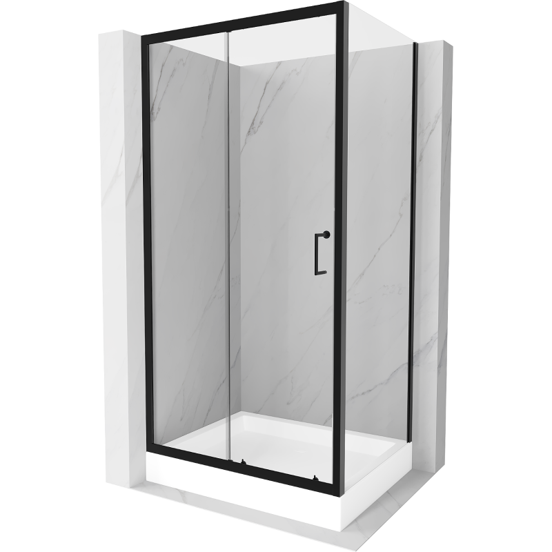 Mexen Apia Duschkabine Schiebetür 120 x 80 cm, transparent, schwarz + Duschwanne Rio - 840-120-080-70-00-4510