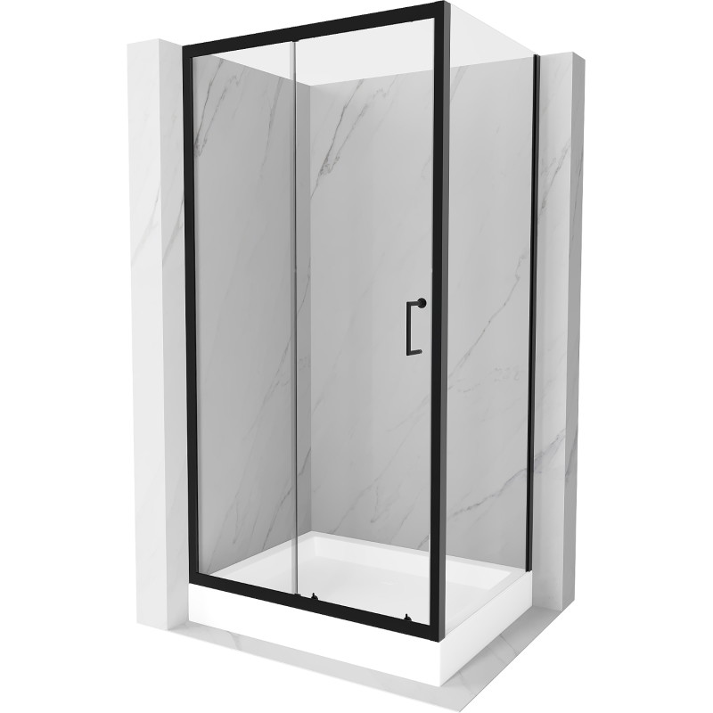Mexen Apia Schiebeduschkabine 120 x 80 cm, transparent, schwarz + Rio Duschwanne - 840-120-080-70-00-4510