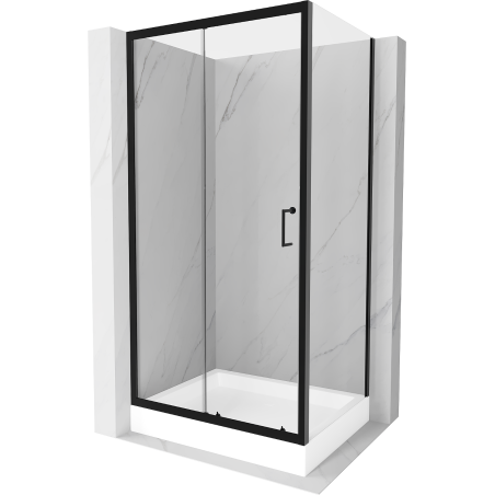 Mexen Apia Duschkabine Schiebetür 120 x 80 cm, transparent, schwarz + Duschwanne Rio - 840-120-080-70-00-4510