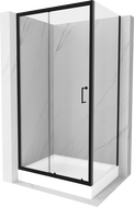 Mexen Apia Duschkabine mit Schiebetür 120 x 90 cm, transparent, schwarz + Duschwanne Rio - 840-120-090-70-00-4510