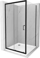 Mexen Apia Schiebedusche 90 x 90 cm, transparent, schwarz + Flat Duschwanne, weiß - 840-090-090-70-00-4010B
