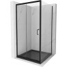 Mexen Apia verschiebbare Duschkabine 90 x 90 cm, transparent, schwarz + Flat-Duschwanne, schwarz - 840-090-090-70-00-4070B