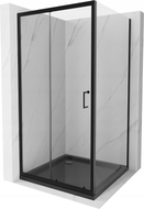 Mexen Apia Duschkabine zum Schieben 100 x 100 cm, transparent, schwarz + Duschwanne Flat, schwarz - 840-100-100-70-00-4070B