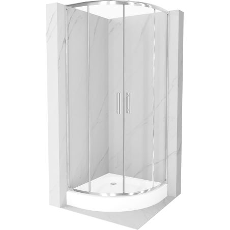 Mexen Rio Halbkreis-Duschkabine 70 x 70 cm, transparent, Chrom + Duschwanne, weiß - 863-070-070-01-00-4710