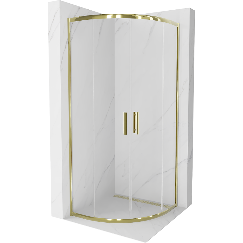 Mexen Rio Duschkabine halbkreisförmig 80 x 80 cm, transparent, gold - 863-080-080-50-00