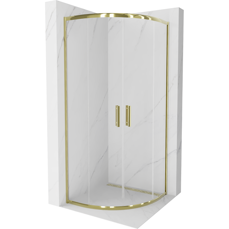 Mexen Rio Duschkabine Viertelkreis 80 x 80 cm, transparent, gold - 863-080-080-50-00