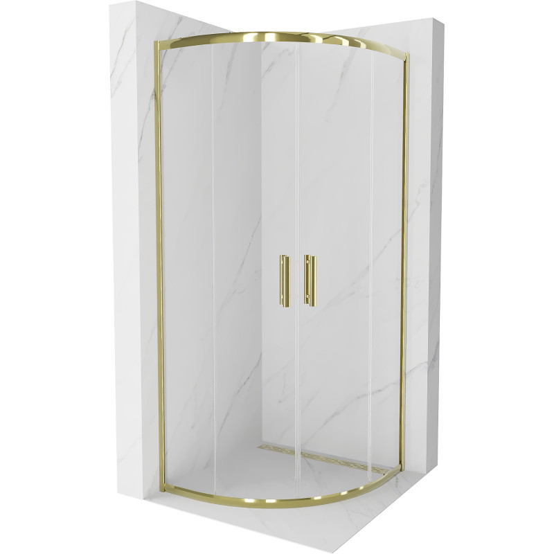 Mexen Rio Halbrunde Duschkabine 90 x 90 cm, transparent, gold - 863-090-090-50-00