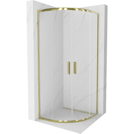 Mexen Rio Duschkabine Halbrund 90 x 90 cm, transparent, gold - 863-090-090-50-00