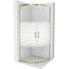 Mexen Rio duschkabine halbrund 90 x 90 cm, weiße Streifen, Gold - 863-090-090-50-20