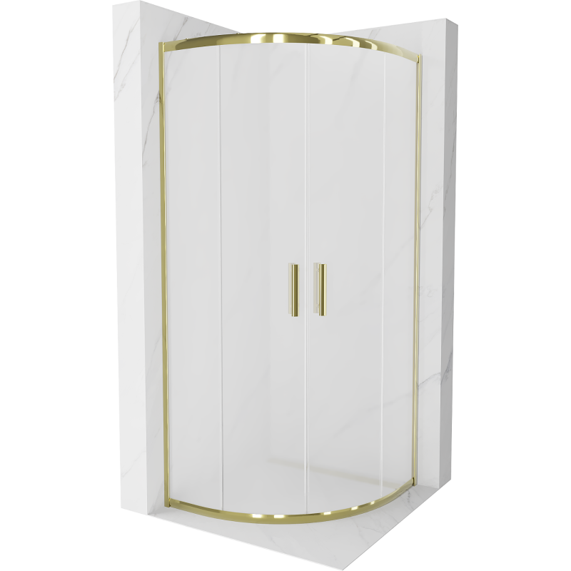 Mexen Rio Duschkabine halbrund 90 x 90 cm, gefrostet, gold - 863-090-090-50-30