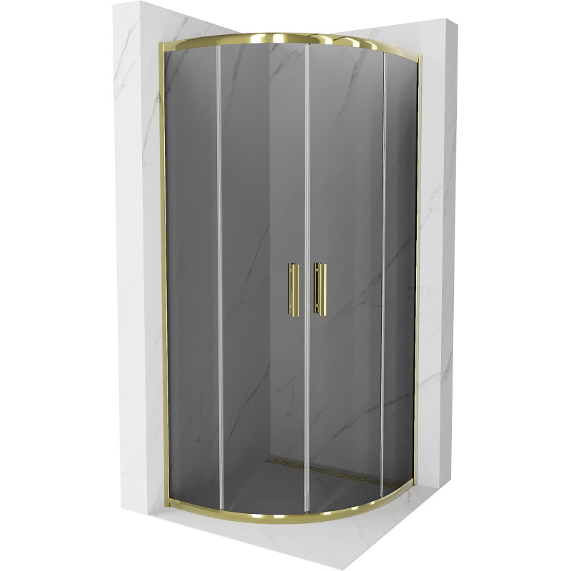 Mexen Rio Halbrunde Duschkabine 90 x 90 cm, Grafit, Gold - 863-090-090-50-40