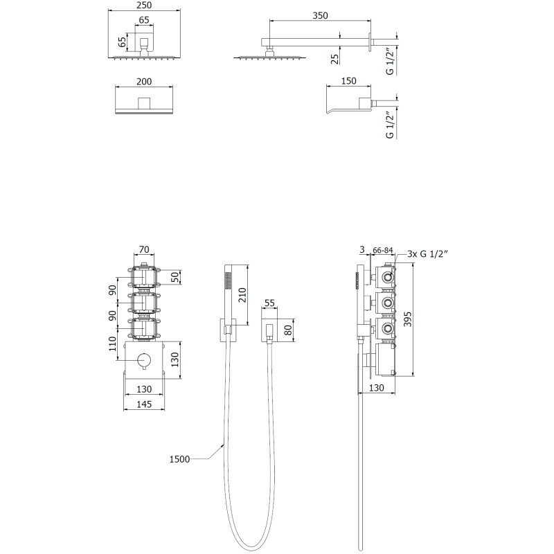 Mexen Boka Unterputz-Duschset, Chrom - 7603-03-00