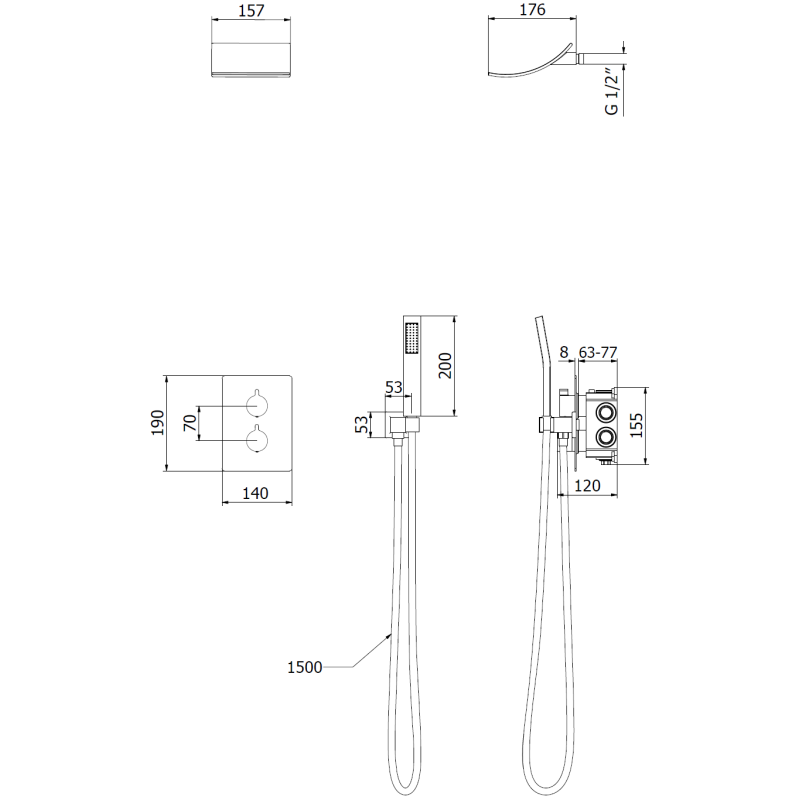 Mexen Salto Unterputz-Duschset, Chrom - 7604-02-00
