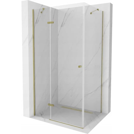 Mexen Roma duschkabine schwenkbar 100 x 90 cm, transparent, gold - 854-100-090--50-00