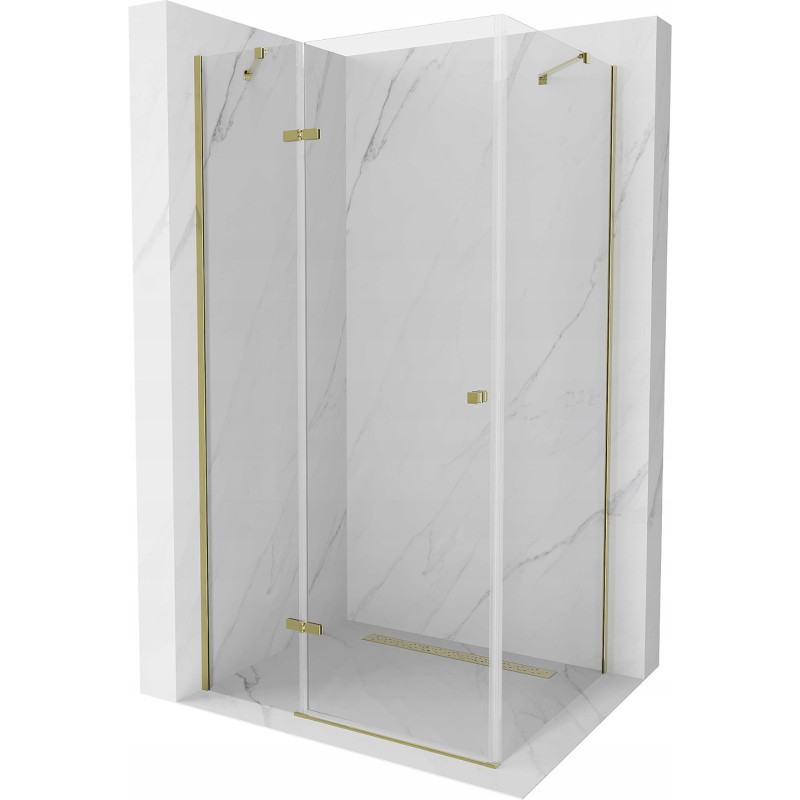 Mexen Roma kippbare Duschabtrennung 110 x 70 cm, Transparent, Gold - 854-110-070-50-00