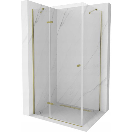 Mexen Roma Duschkabine schwenkbar 110 x 90 cm, transparent, gold - 854-110-090-50-00