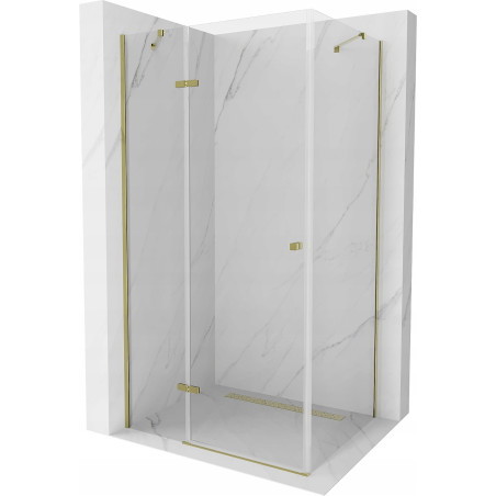 Mexen Roma kippbare Duschabtrennung 120 x 80 cm, Transparent, Gold - 854-120-080-50-00