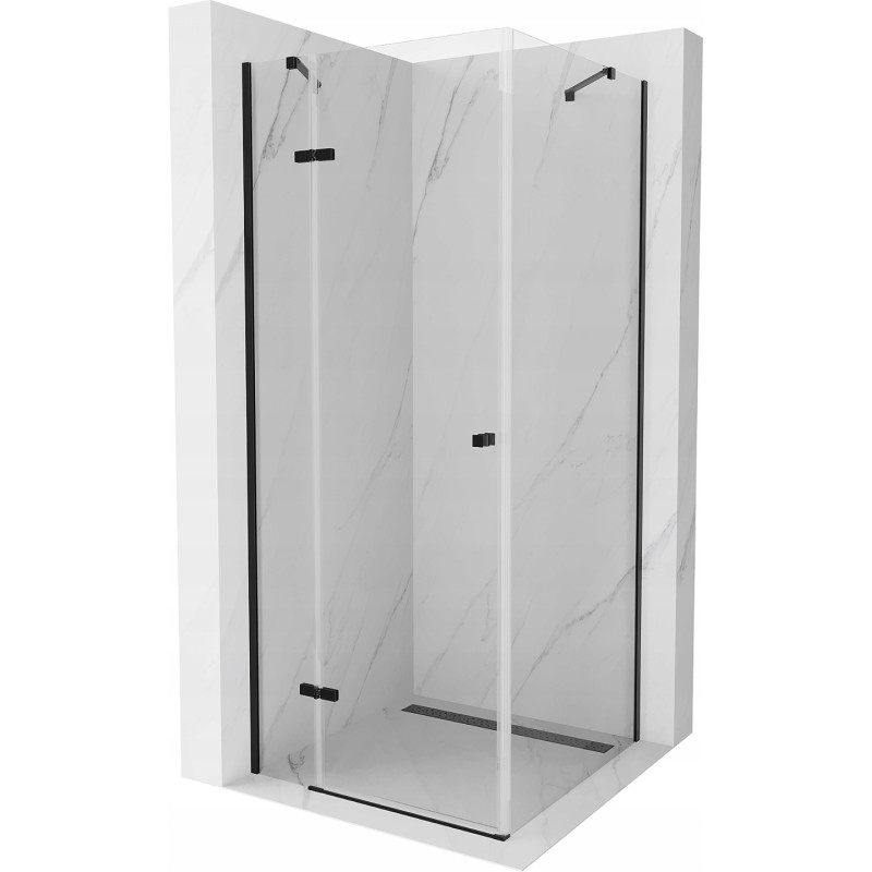 Mexen Roma Duschkabine zum Öffnen 90 x 90 cm, transparent, schwarz - 854-090-090-70-00