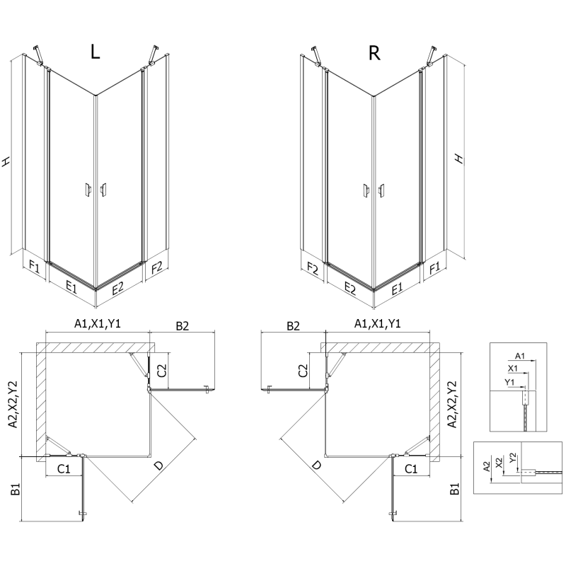 Mexen Mist Duo Duschkabine Schwingtür 80 x 70 cm, transparent, chrom - 8A4-080-070-01-00