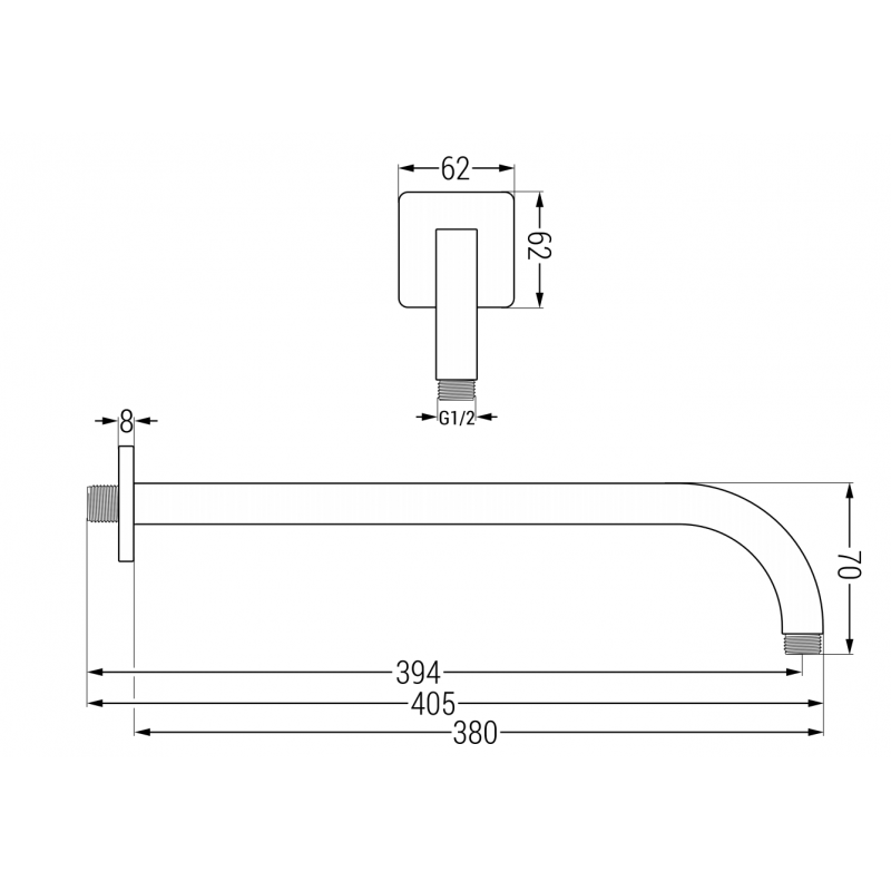 Mexen Duscharm Wand 38 cm Chrom - 79113-00