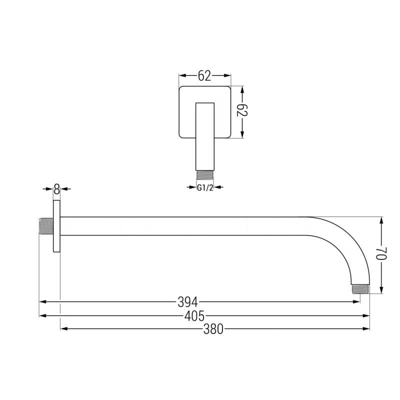 Mexen Uni Duscharm zur Wandmontage 38 cm Chrom - 79113-00