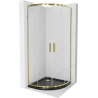 Mexen Rio Duschkabine Halbkreis 90 x 90 cm, transparent, gold + Duschwanne Flat, schwarz - 863-090-090-50-00-4170G