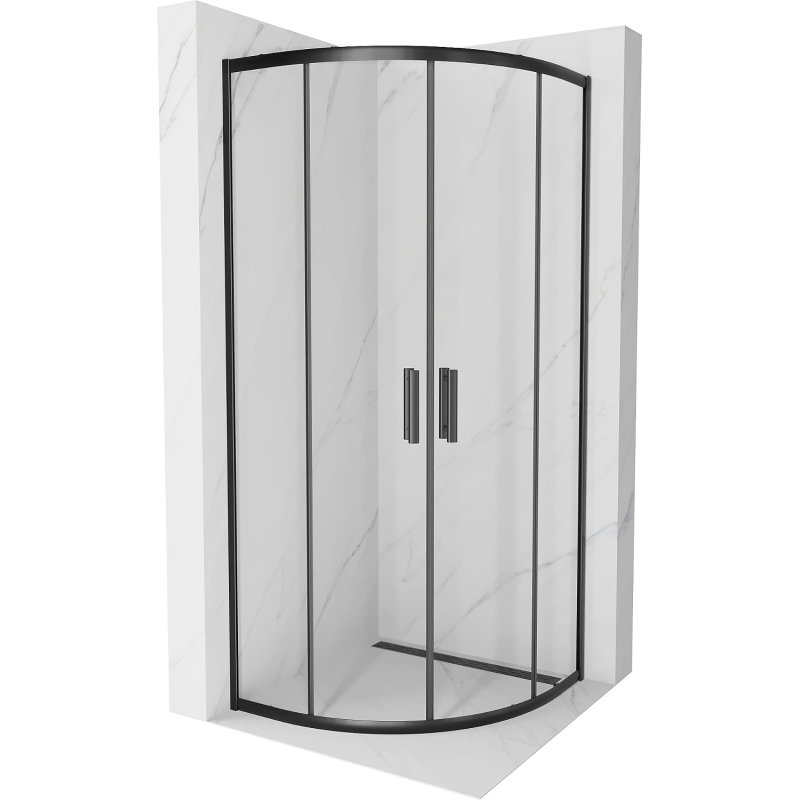 Mexen Rio Halbrunde Duschkabine 80 x 80 cm, transparent, schwarz - 863-080-080-70-00
