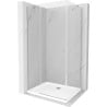 Mexen Roma Duschkabine schwenkbar 70 x 100 cm, transparent, Chrom + Duschwanne Flat - 854-070-100-01-00-4010