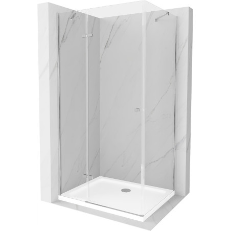 Mexen Roma Duschecke drehbar 90 x 70 cm, transparent, Chrom + Duschwanne Flat - 854-090-070-01-00-4010