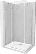 Mexen Roma Duschecke drehbar 90 x 70 cm, transparent, Chrom + Duschwanne Flat - 854-090-070-01-00-4010