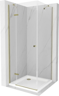 Mexen Roma Duschecke schwingtür 70 x 70 cm, transparent, gold + Duschwanne Flat - 854-070-070-50-00-4010