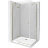 Mexen Roma Schwenkbare Duschkabine 90 x 80 cm, transparent, gold + Flat Duschwanne - 854-090-080-50-00-4010